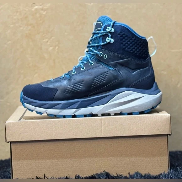 Hoka Womens Kaha GTX Trekking Hiking Boots Gore-Tex Lightweight Navy Blue - Picture 4 of 10